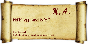 Móry Anikó névjegykártya